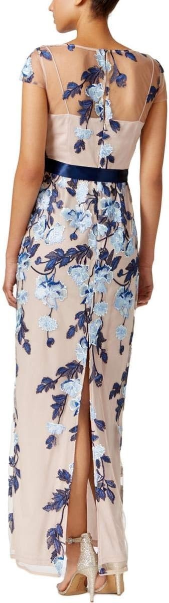Adrianna Papell Women's Cascading Floral Column Gown Floor Length Elegant