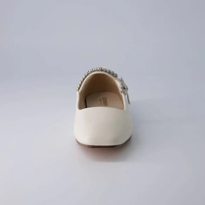 CUSHIONAIRE Women's Sleeper Mary Jane Flat Cream embellished Size 8