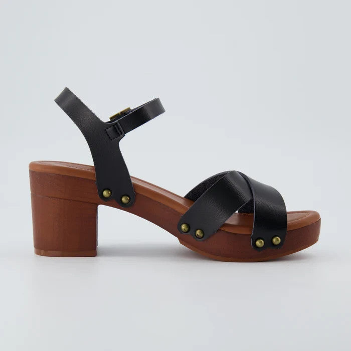 CUSHIONAIRE Slate Faux Wood Sandals BLACK Size 8.5M Brand New!