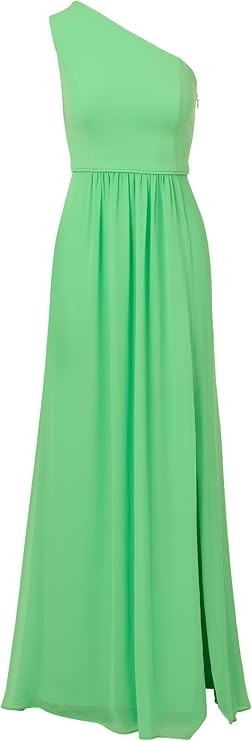 Adrianna Papell Women's One Shoulder Chiffon Gown Long Evening Gown with Pleate