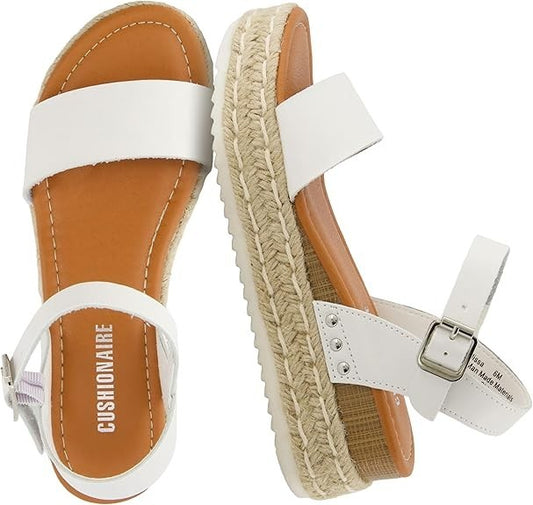 CUSHIONAIRE Melissa Platform Wedge Sandal White Size 8.5M