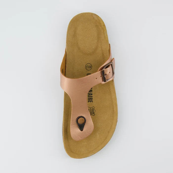 CUSHIONAIRE Leah Cork Footbed Thong Sandal Rose Gold Size 8.5M