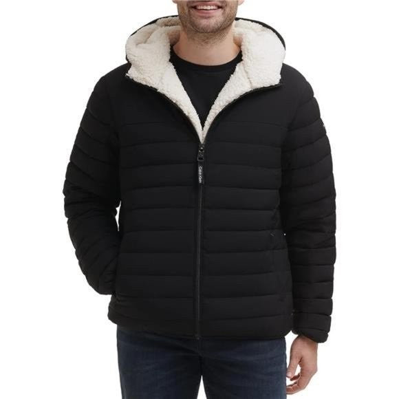 Calvin Klein Men's Sherpa Lined Hooded Puffer Jacket Large Brand New With Tags!