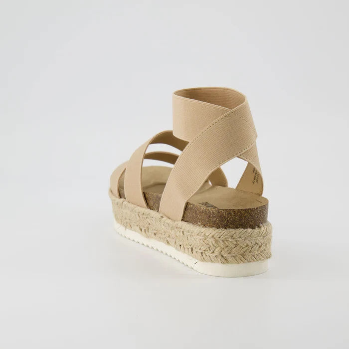 CUSHIONAIRE Mandy Wedge Stretch Platform Sandal Nude Size 11W Brand New!