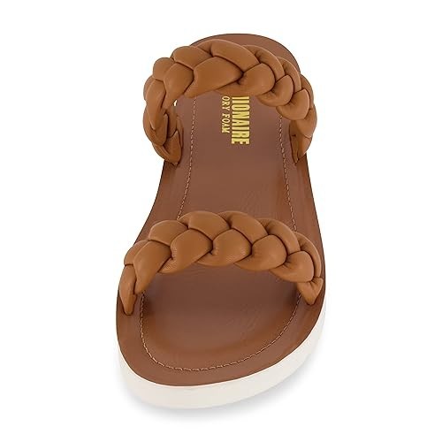 Cushionaire Women's Isla Braided Two Band Sandals TAN Size 6M Brand New!