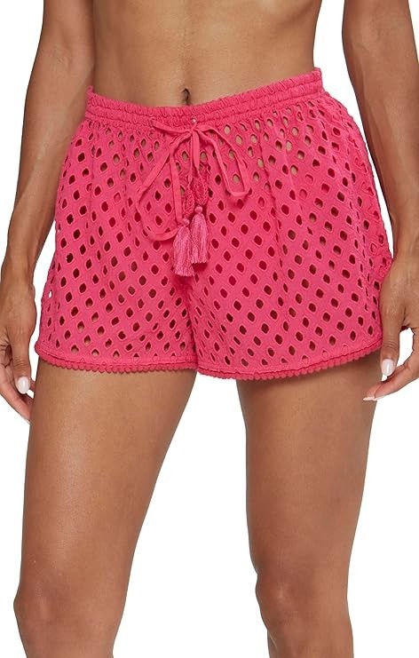 Ramy Brook Women's Melissa Eyelet Coverup Shorts Perfect Pink S New with Tags!