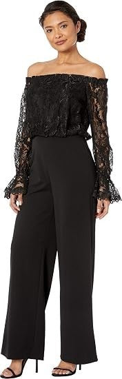 ADRIANNA PAPELL Women's Lace & Crepe Jumpsuit Formal One Piece Jumpsuit New!