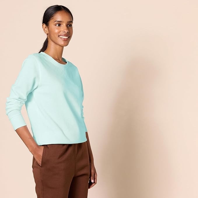 Amazon Essentials Women's Fleece Crewneck Sweatshirt Aqua Blue Size Medium NWT