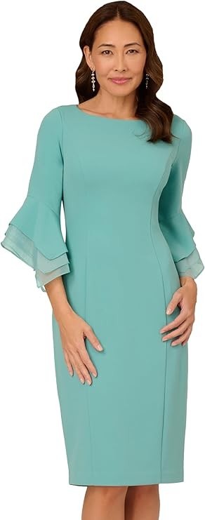 Adrianna Papell Women's Knit Crepe Tiered Sleeve Dress Size 24W
