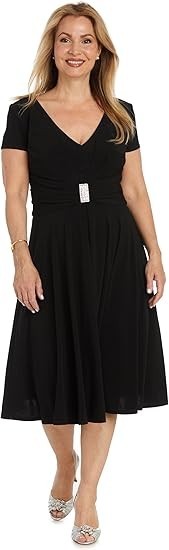R&M Richards Women's V-Neck Short Sleeve Fit-and-Flare Dress New with Tags!