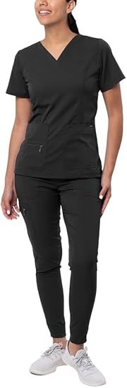 Adar Pro Scrubs Set for Women, V-Neck Scrub Top & Yoga Jogger Pants, 2X New!