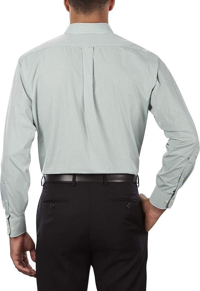 Van Heusen Men's Regular Fit Gingham Button Down Collar Dress Shirt Green Chico