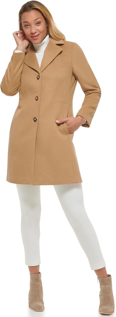 Calvin Klein Women's Classic Wool Blend Coat Camel Classic Size 14