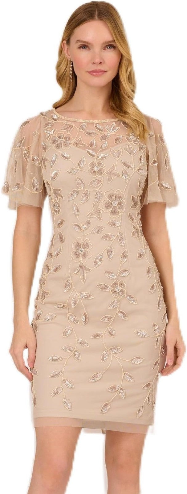 Adrianna Papell Womens Beaded Cocktail Special Occasion Dress, New with Tags!