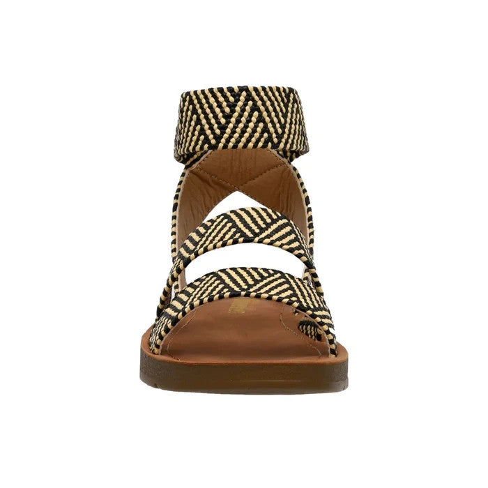 CUSHIONAIRE Indego Two Band Stretch Black Raffia Gore Sandal Size 8.5M Brand New
