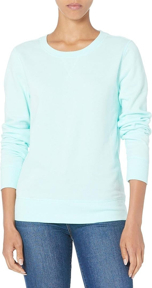 Amazon Essentials Women's Fleece Crewneck Sweatshirt Aqua Blue Size XS NWT