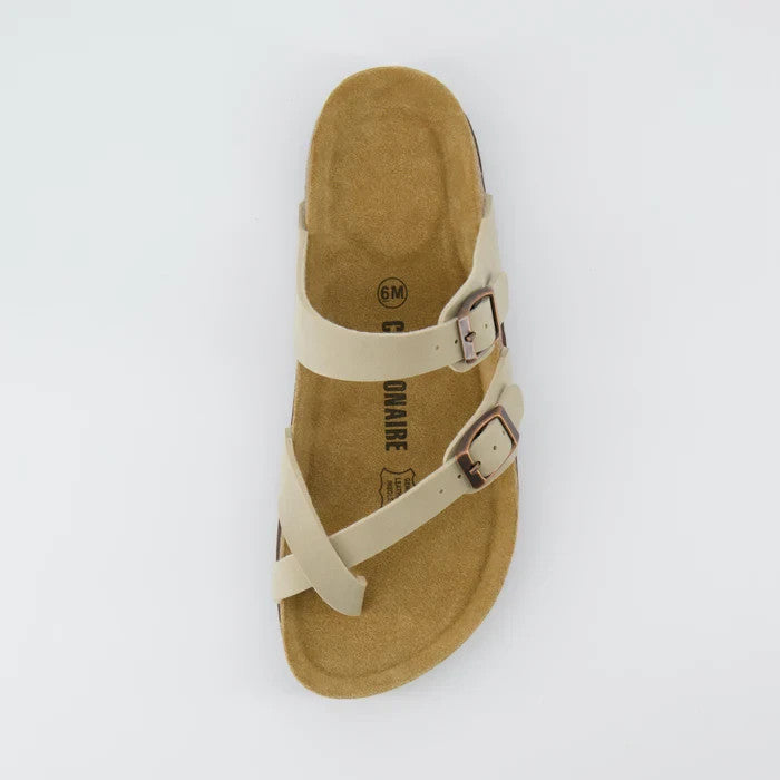 CUSHIONAIRE Luna Cork Footbed Sandal Stone Vegan Suede Size 6M Brand New!!