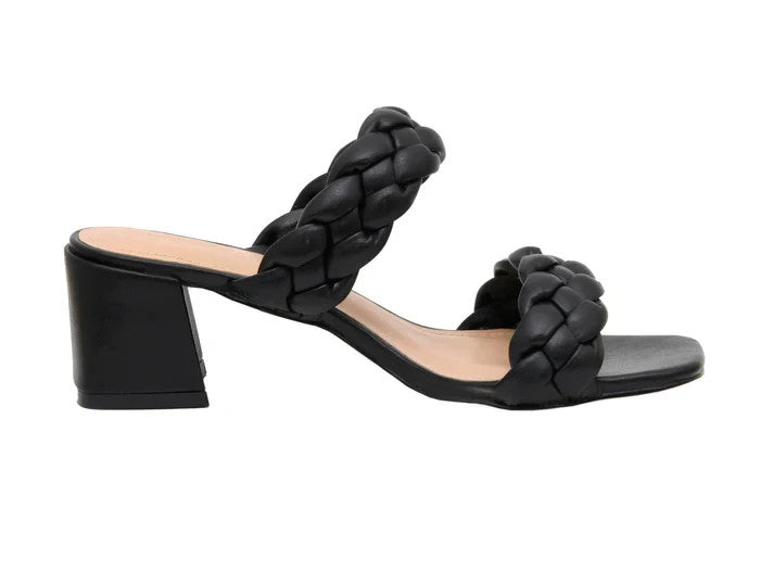 CUSHIONAIRE Onyx Braided Heel Sandal Black Size 6.5M