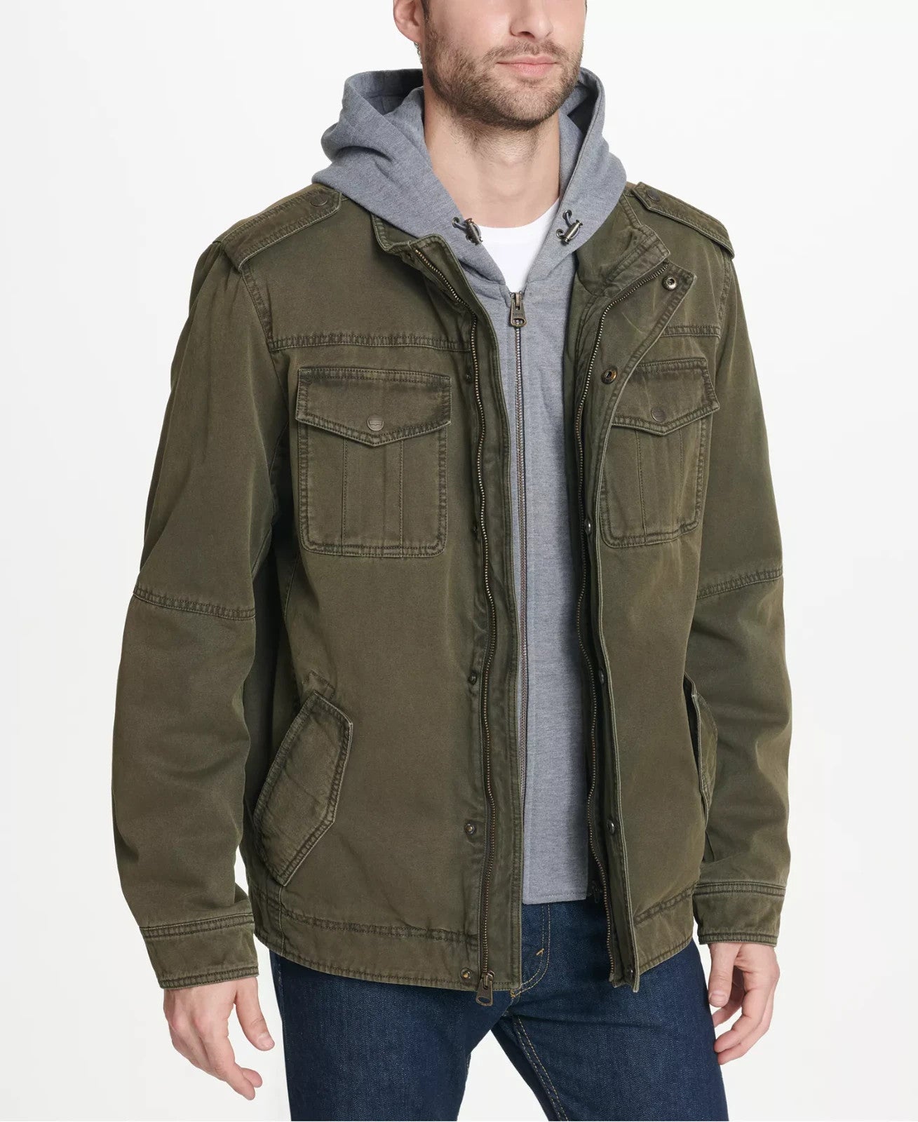 Levi's Men’s Sherpa Lined Two Pocket Hooded Trucker Jacket Olive Small NWT!