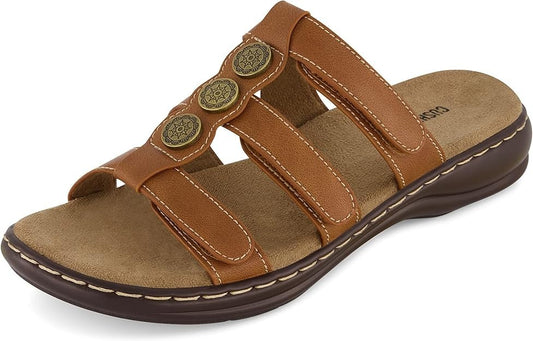 CUSHIONAIRE Women's Bowen Sandal TAN Size 9M Brand New!