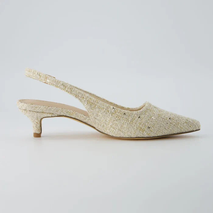 CUSHIONAIRE Women's Buzz Tweed Kitten Heel Size 7W Brand New!