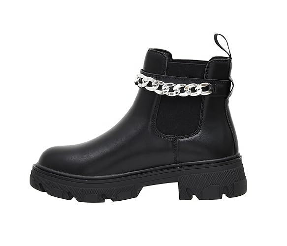 CUSHIONAIRE Women's Clover slip on Chelsea boot-Detachable Chain Black Size 8.5M