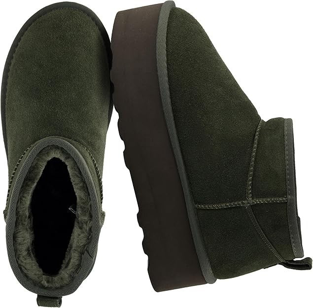 Cushionaire Hip 2 Genuine Suede Ankle Boots for Women Green Size 11M Brand New!