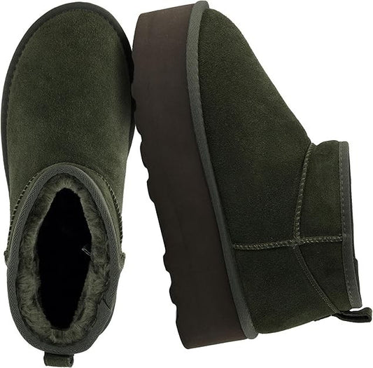 Cushionaire Hip 2 Genuine Suede Ankle Boots for Women Green Size 11M Brand New!