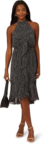 Adrianna Papell Women's Shirred Dot Chiffon Midi Dress, 16 New with Tags!