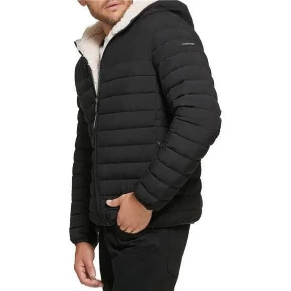 Calvin Klein Men's Sherpa Lined Hooded Puffer Jacket Small Brand New With Tags!