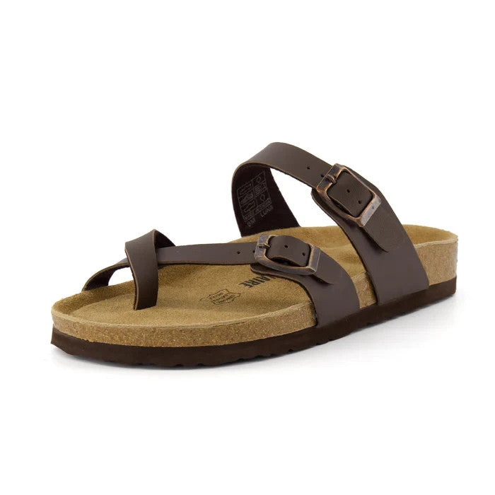 CUSHIONAIRE Luna Cork Footbed Sandal Brown Nappa Suede Size 6.5M Brand New!!