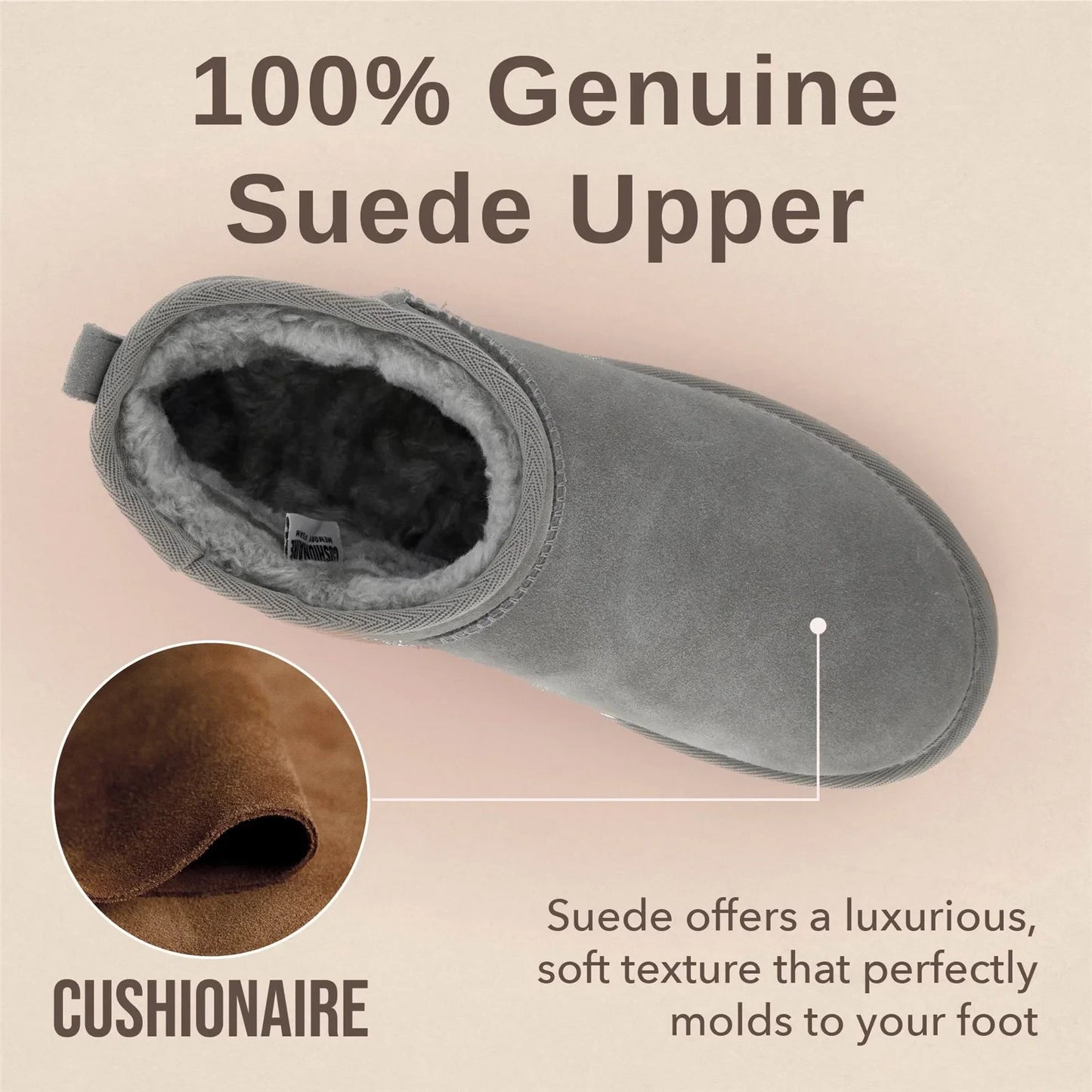 Cushionaire Hip 2 Genuine Suede Ankle Boots for Women Gray Size 11M Brand New!!