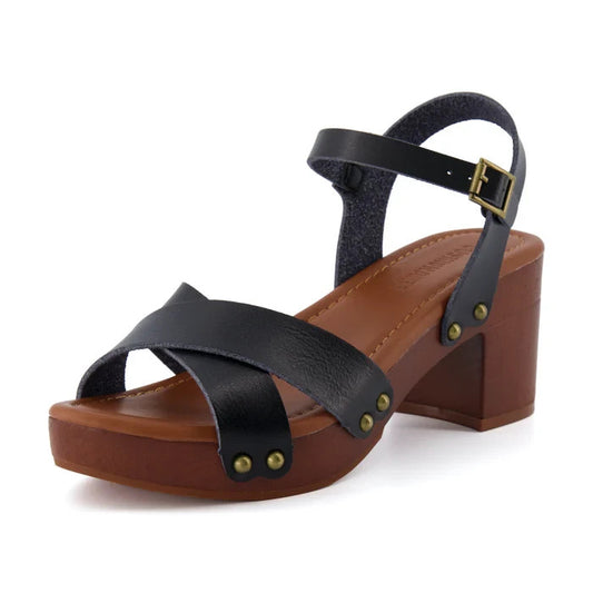 CUSHIONAIRE Slate Faux Wood Sandals BLACK Size 8.5M Brand New!