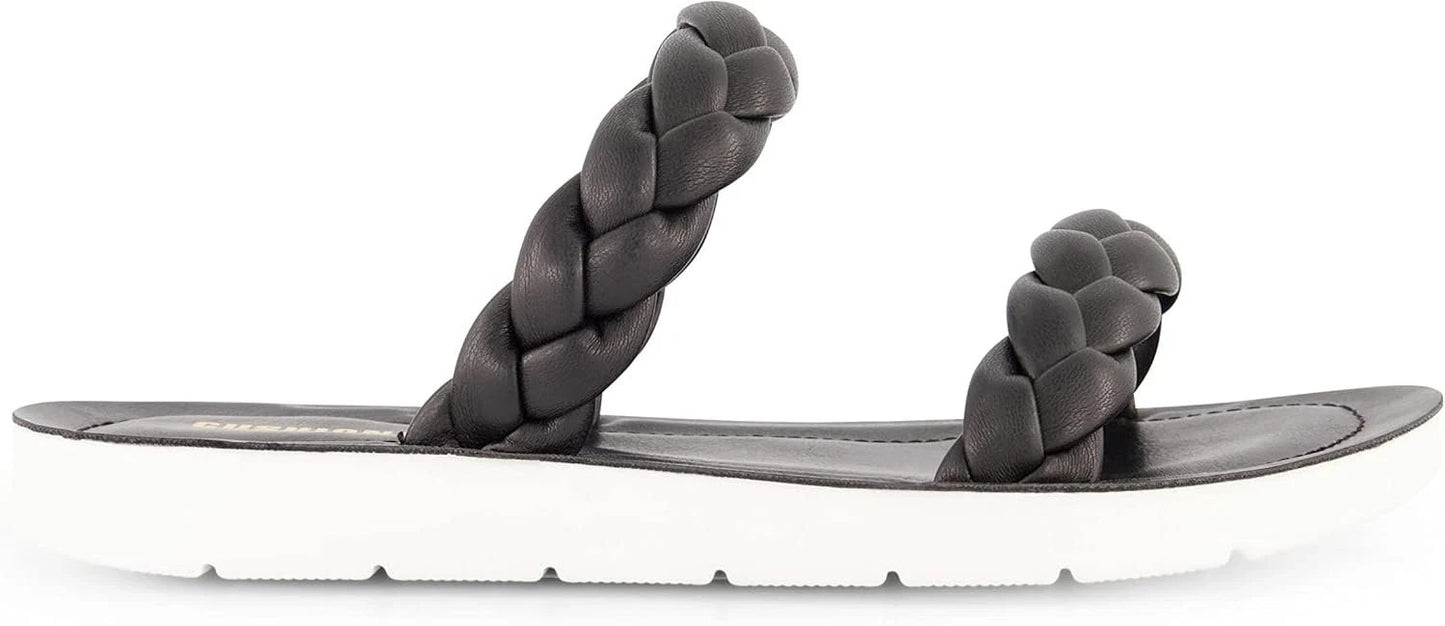 Cushionaire Women's Isla Braided Two Band Sandals Black Size 8.5M Brand New!