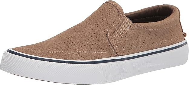 Sperry Men's Striper II Slip On Sneaker Taupe Size 5 Brand New!