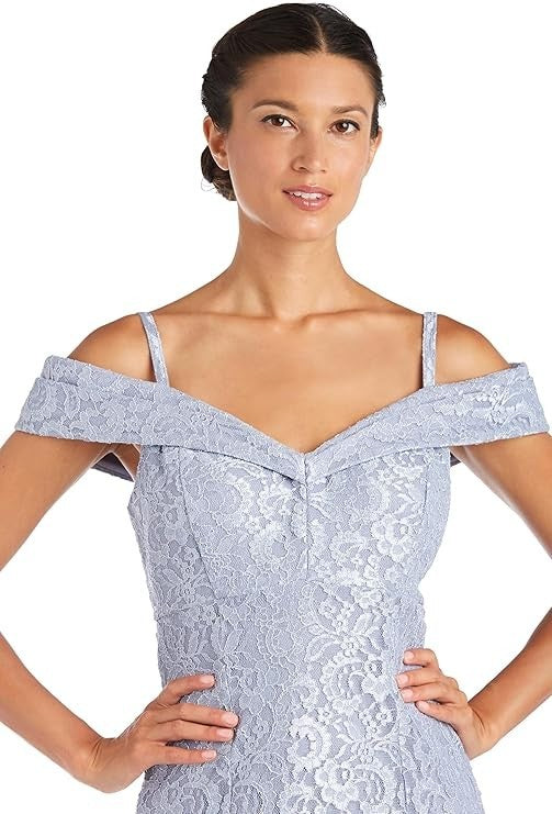 R&M Women's Embellished Full-Lenght Gown WIllusion V-Neck & Back Zipper Size 18W