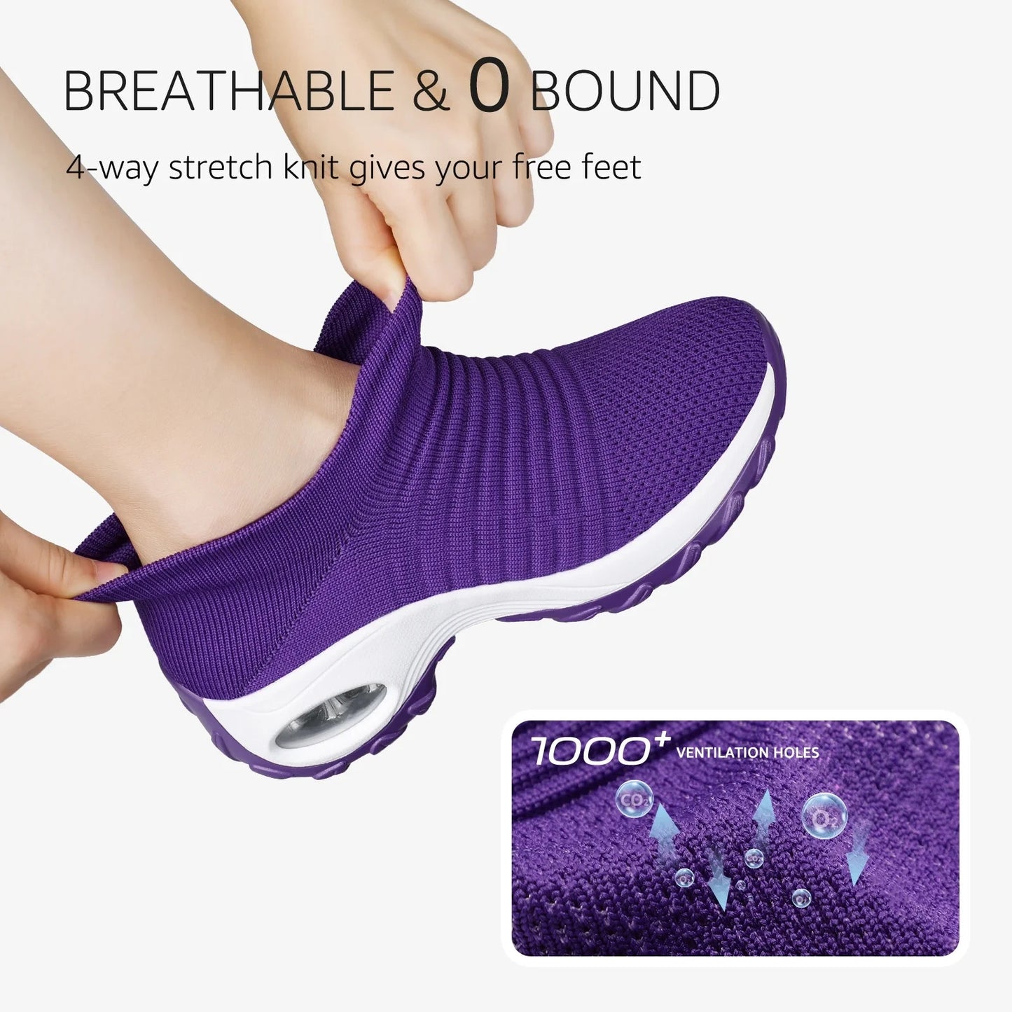 STQ Women's Walking Shoes Slip on Breathable Sneakers Purple Size 7.5 New No Box
