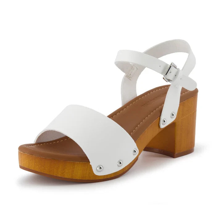CUSHIONAIRE Sloan Faux Wood Sandals White Size 7M Brand New!
