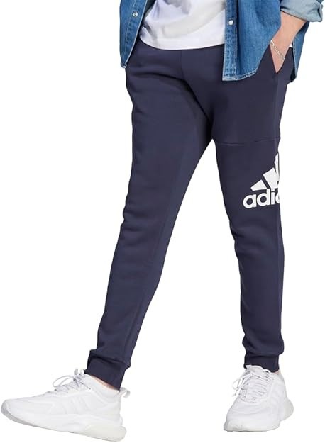 adidas Mens Essentials Fleece Tapered Cuffed Big Logo Pants