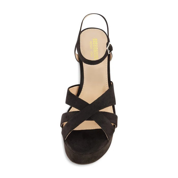 CUSHIONAIRE Women's Foxy Platform Dress Heel Black Vegan Suede Size 11 Brand New