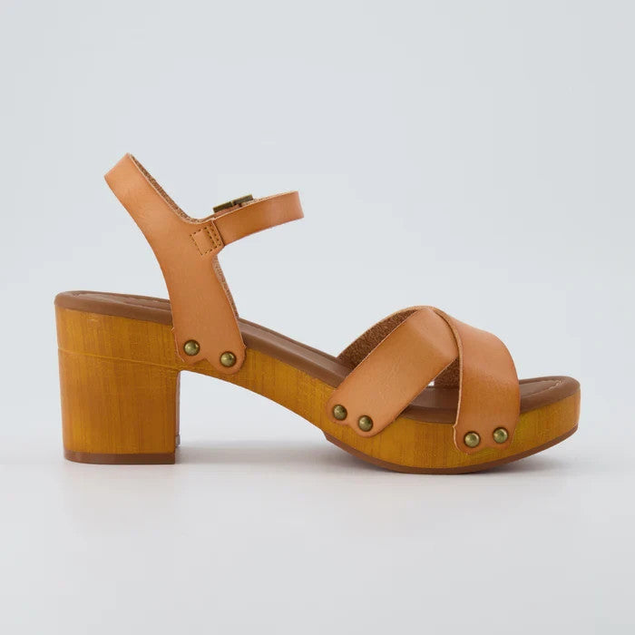 CUSHIONAIRE Women's Slate Faux Wood Sandals HONEY Size 8.5M Brand New!