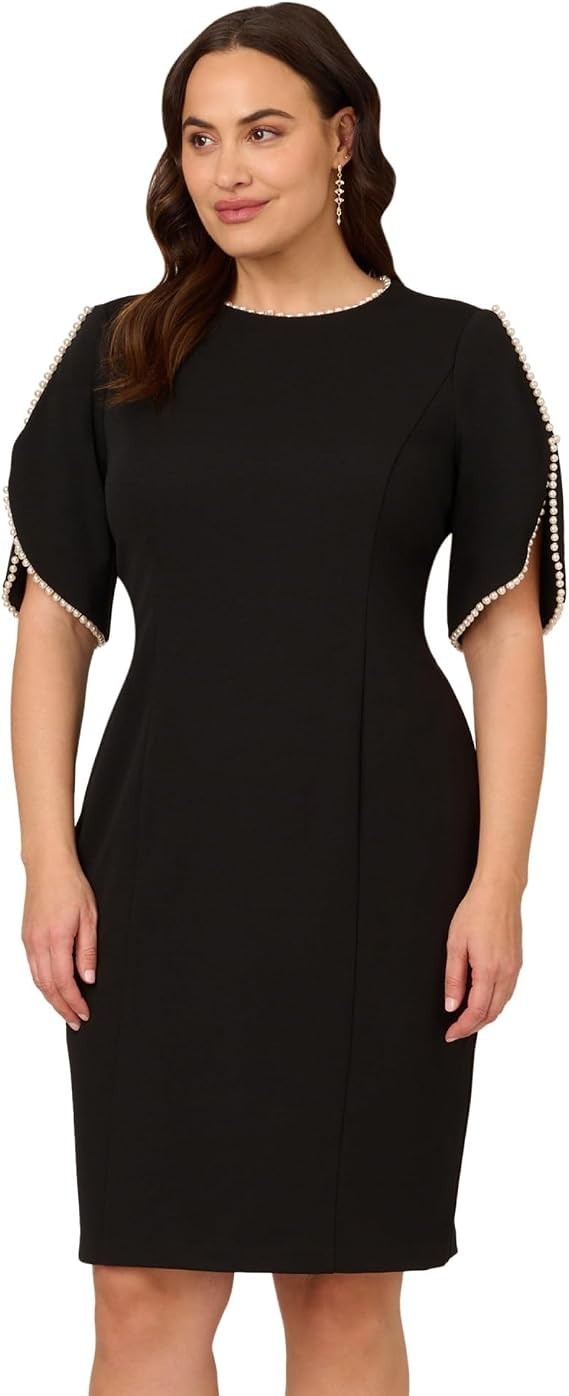 Adrianna Papell Women's Knit Crepe Pearl Midi Dress Knee Length 10, New w Tags!