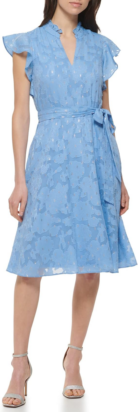 Jessica Howard Women's Midi Ruffle Sleeve Clip Chiffon Size 14P New with Tags!