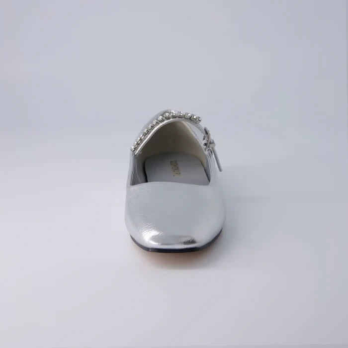 CUSHIONAIRE Women's Sleeper Mary Jane Flat Silver Embellished Size 9M Brand New!