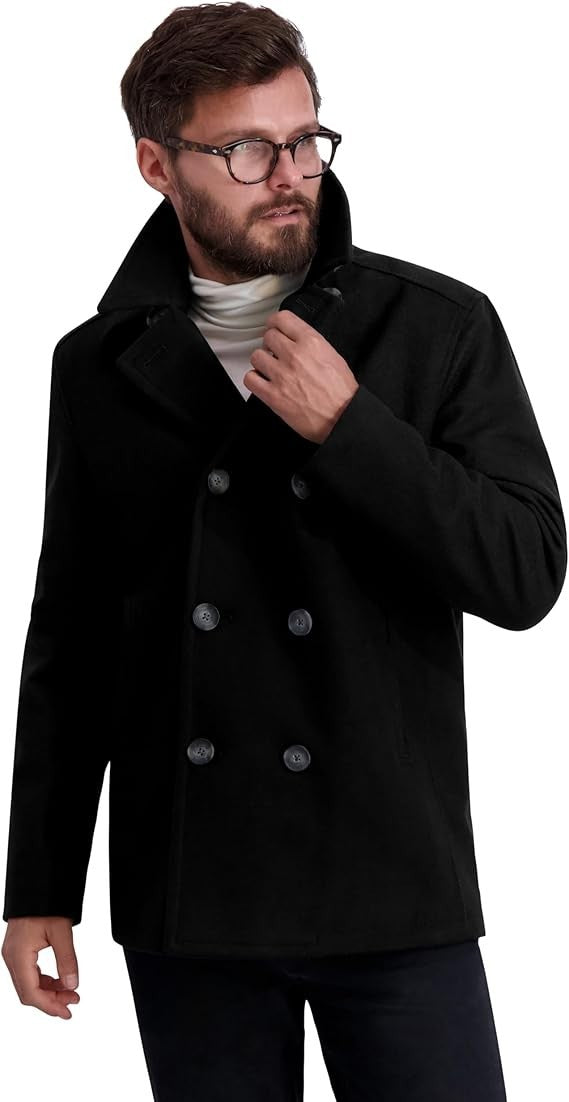 Nautica Men's Wool Blend Peacoat Double Breasted Coat Small