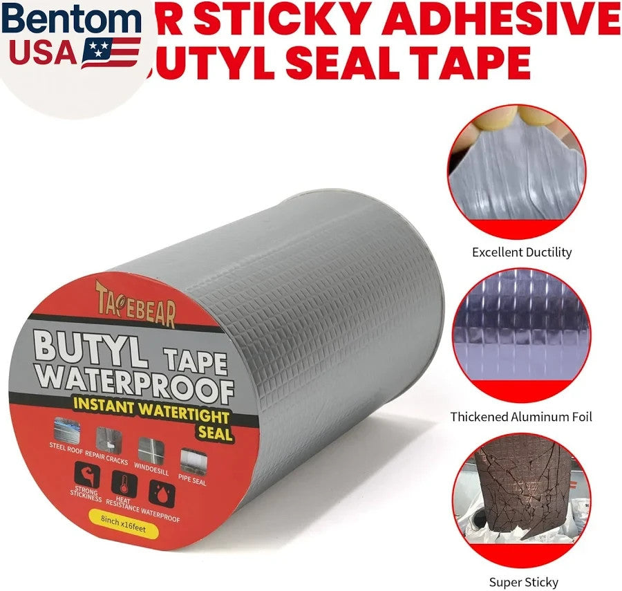 TAPEBEAR Butyl Waterproof Sealing Tape 8” x 16FT Aluminum Foil Tape NEW!