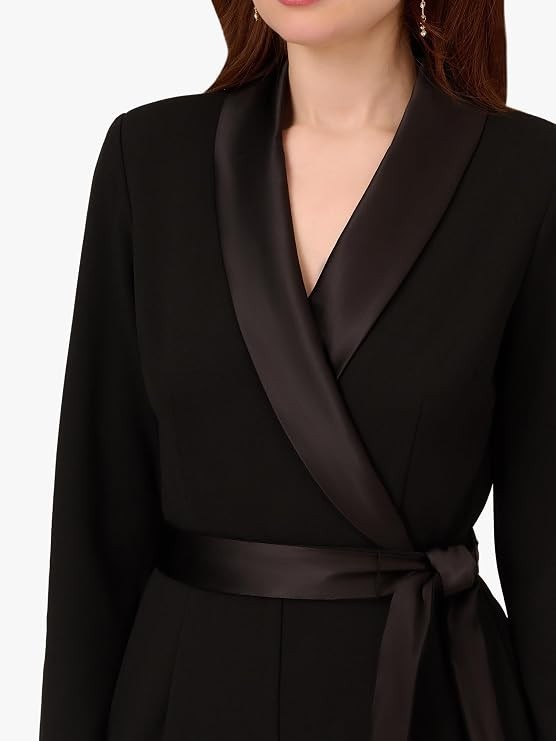 Adrianna Papell Women's Crepe Tuxedo Jumpsuit Black 6 New with Tags!