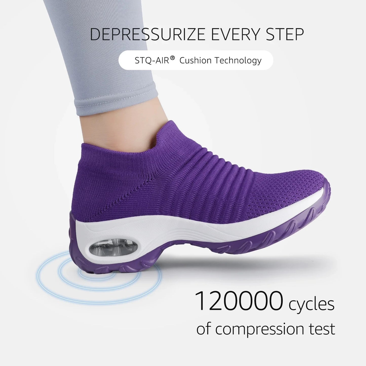 STQ Women's Walking Shoes Slip on Breathable Sneakers Purple Size 7.5 New No Box