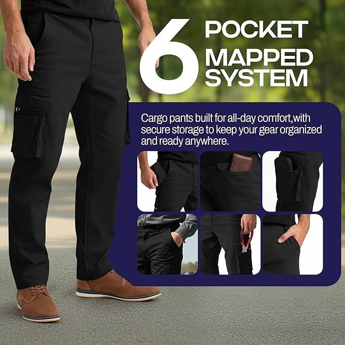 Alamo Casual Cargo Pants for Men - Stretchable, Regular Fit Cargo Work Pants
