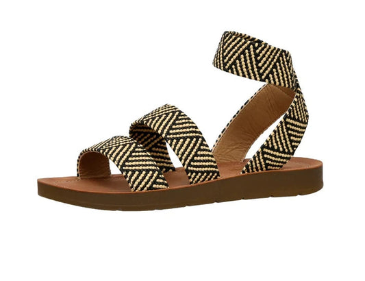 CUSHIONAIRE Indego Two Band Stretch Black Raffia Gore Sandal Size 8.5M Brand New